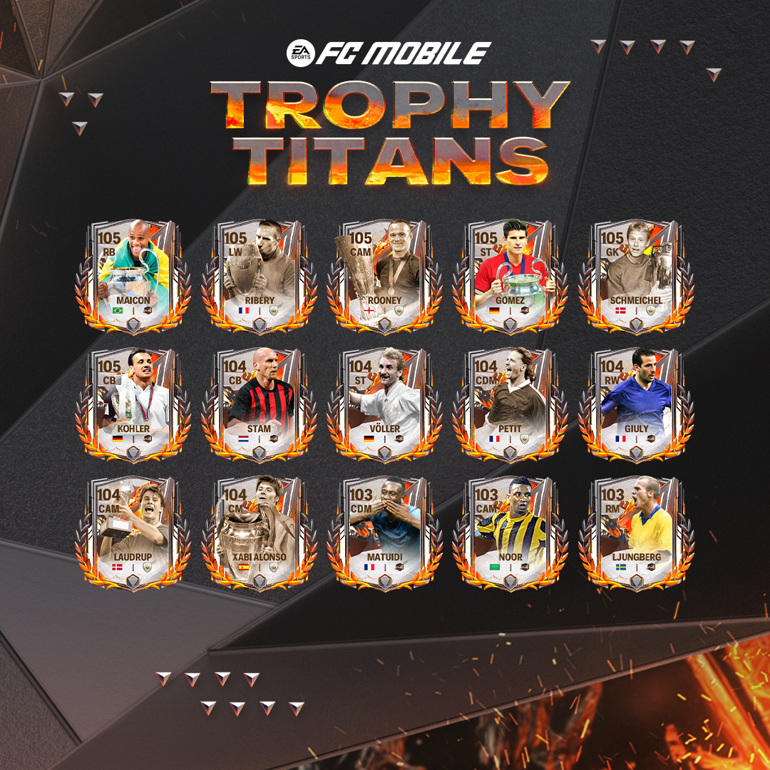 EASFCMOBILE's tweet photo. Who has the most impressive trophy collection? 💪

Trophy Titans launches Thursday 01:00 UTC in #FCMobile. https://t.co/zR8mfu3bMi