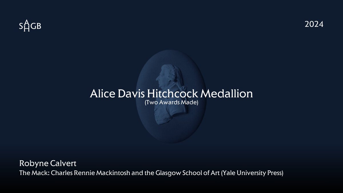 SAHGB (@thesahgb) on Twitter photo Robyne Calvert (@robyneerica <a href="/yalepress/">Yale University Press</a>), alongside Steven Brindle, has been presented with the Alice Davis Hitchcock Medallion for 2024.
"The Mack offers a remarkable new history of this most iconic of buildings."
sahgb.org.uk/awards-2024 Robyne Calvert (@robyneerica <a href="/yalepress/">Yale University Press</a>), alongside Steven Brindle, has been presented with the Alice Davis Hitchcock Medallion for 2024.
"The Mack offers a remarkable new history of this most iconic of buildings."
sahgb.org.uk/awards-2024