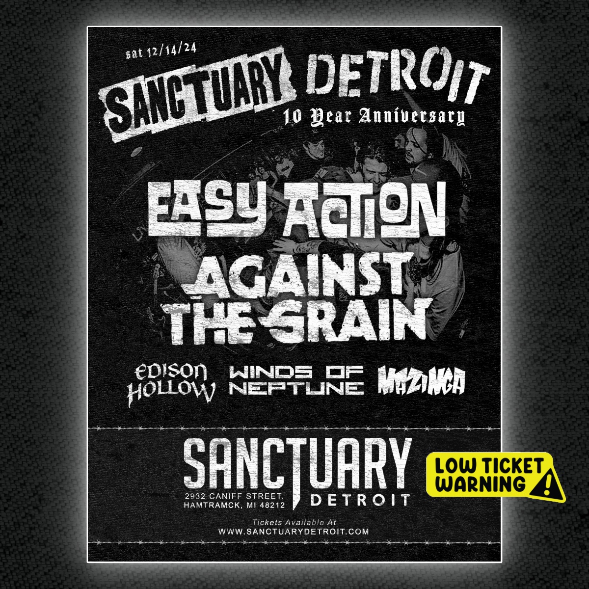NIGHT TWO, the party continues with Easy Action, Against The Grain, Edison Hollow, Winds of Neptune and Mazinga !! Doors at 7pm - secure your tickets at sanctuarydetroit.com