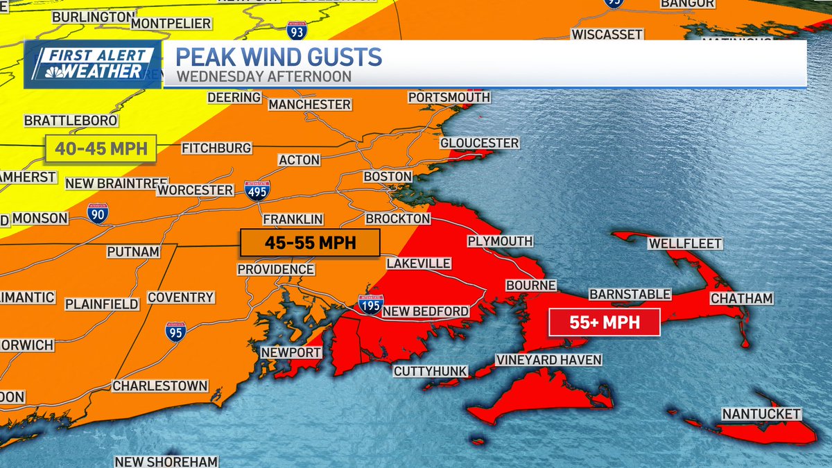 PeteNBCBoston's tweet photo. Torrents of rain, rapidly rising temps. Possible thunderstorms by the evening drive with gusts 45-55+mph. It's a wild day tomorrow. https://t.co/gaMpCvusl4