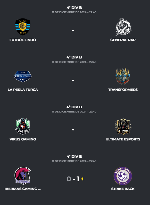 PLG_Spain's tweet photo. 📅𝐉𝐨𝐫𝐧𝐚𝐝𝐚 1⃣5⃣ - 𝟒ª 𝐃𝐢𝐯𝐢𝐬𝐢𝐨́𝐧 𝐁
⏰22:40
@3KO_eSports 🆚 #KamiLegends
@BallOwners2024 🆚 @Marbella_FC_
@CristalPanas 🆚 @MRJAeSport
@CMineraeSports 🆚 @NazgulNation
@FutbolLindoCF 🆚 @generalrrap
@laperlaturca77 🆚 @transformers_cf
@_Virus_Gaming 🆚 @UltimateEsp17
Default 🆚 #StrikeBack