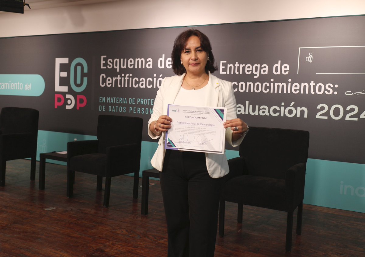incanMX's tweet photo. #OrgulloINCan El Instituto Nacional de Cancerología obtiene reconocimiento por haber obtenido el 100% de cumplimiento en las disposiciones contenidas en la Ley General de Protección de Datos Personales en Posesión de Sujetos Obligados #HablemosDelINCan https://t.co/IqfuhXh10N