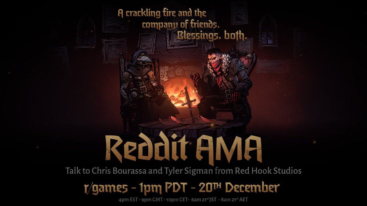 Red Hook co-founders Chris Bourassa and Tyler Sigman will be participating in a Reddit AMA!

Join us on the r/games subreddit December 20. They’ll be answering your questions starting at 1pm PT.