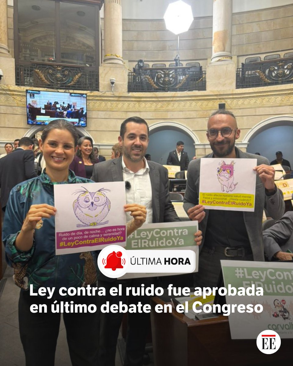 elespectador's tweet photo. #ÚLTIMAHORA 🔴  Este martes 10 de diciembre fue aprobada, en su cuarto y último debate, la ‘Ley contra el ruido’.   
👉 https://t.co/iFAoePze4X https://t.co/4Rhb9aBXWh