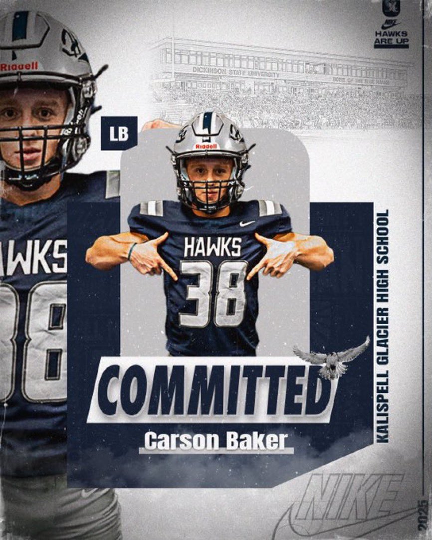 Committed!

Thank you to all my family, friends and coaches who have been with me through this whole process… 

Roll Blue Hawks! 

<a href="/BlueHawkFB/">Dickinson State Football</a> <a href="/CoachPStanton/">Pete Stanton</a> <a href="/JasonThier/">Coach Jason Thier 🏈</a> <a href="/RMcCarvel/">Russell E McCarvel</a> <a href="/CoachOBrienDSU/">Tobin O'Brien</a>