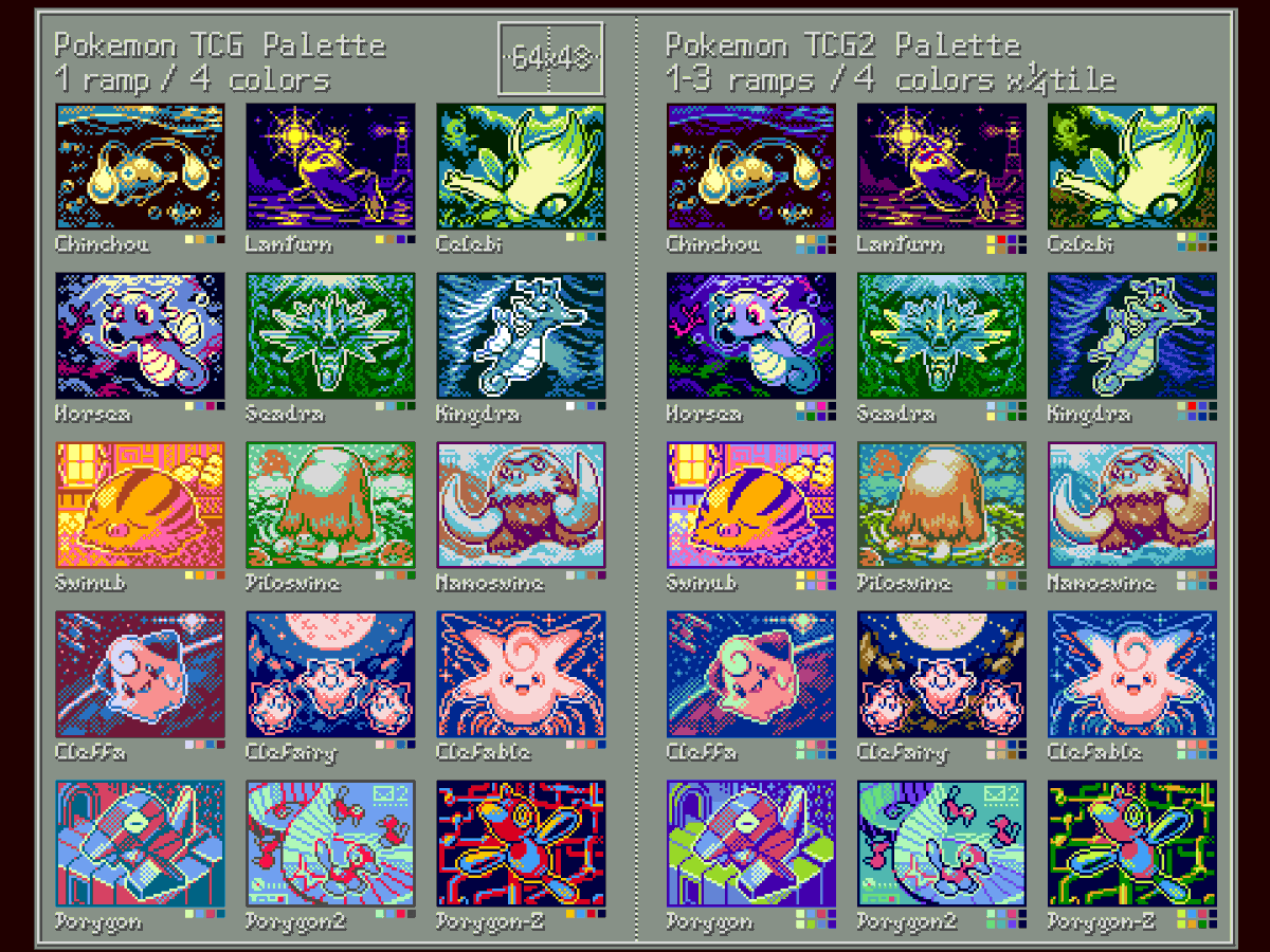 A collection of little pokemon sprite warmups in the style of gameby Pokemon TCG (2) - a few of my friends' favourite lines!
#pixelart #PokemonTCG