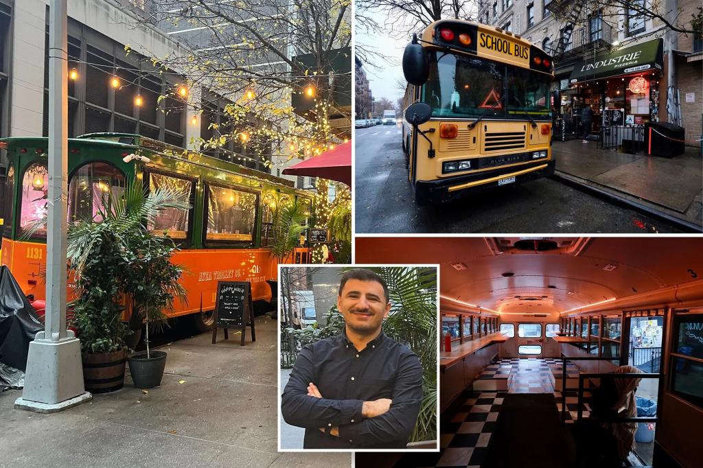 NYC restaurants using school bus, trolley car to get around rule against outdoor dining trib.al/UIMwt4j