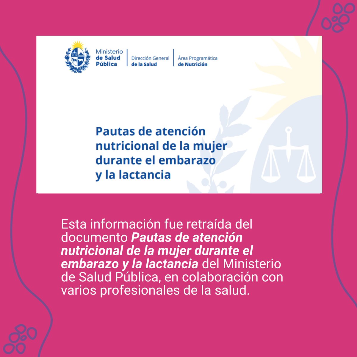 Hace poco colaboré, junto a muchos profesionales de la salud, en un documento del <a href="/MSPUruguay/">Ministerio de Salud Pública – Uruguay</a> que recopila y pauta toda la información nutricional que es importante saber durante el período del #embarazo y la #lactancia🤰

Dejo algunas recomendaciones👇