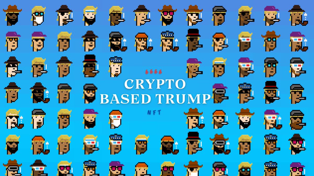 larwapeps's tweet photo. Crypto Based Trump NFTs; A unique NFT collection of 6666 26x26 pixel artworks. It has been made more unique with punk accessories and extra colorful accessories🦅
6666 Supply  0.00059 - Crypto Based Trump💙

#basedtrump #based #Trump2024 #NFTs #cryptopunks
https://t.co/ygUsEqvph9 https://t.co/tujiVdvVIu
