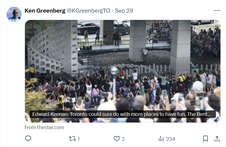treebeing's tweet photo. #Torontofuture #densecity:
#mentalhealth #naturedeficit #greenspacesdeficit #heatislands #biodiversitydecline #ecologicalfootprint #resourcescarcity #overshoot
Does this look like fun @KGreenbergTO? https://t.co/Ye1xnGgvGV