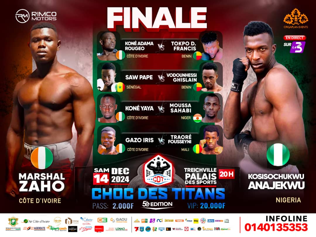 Nous vous donnons rendez-vous le samedi 14/12 à 20h au Palais des Sports pour une soirée explosive de boxe, Le Choc des Titans, avec le gala organisé par Jimmy Traoré. Notre objectif est audacieux : 𝗳𝗮𝗶𝗿𝗲 𝗱𝗲 𝗹𝗮 𝗖𝗼̂𝘁𝗲 𝗱'𝗜𝘃𝗼𝗶𝗿𝗲 𝗹𝗲 𝗟𝗮𝘀 𝗩𝗲𝗴𝗮𝘀 𝗱𝗲 𝗹𝗮