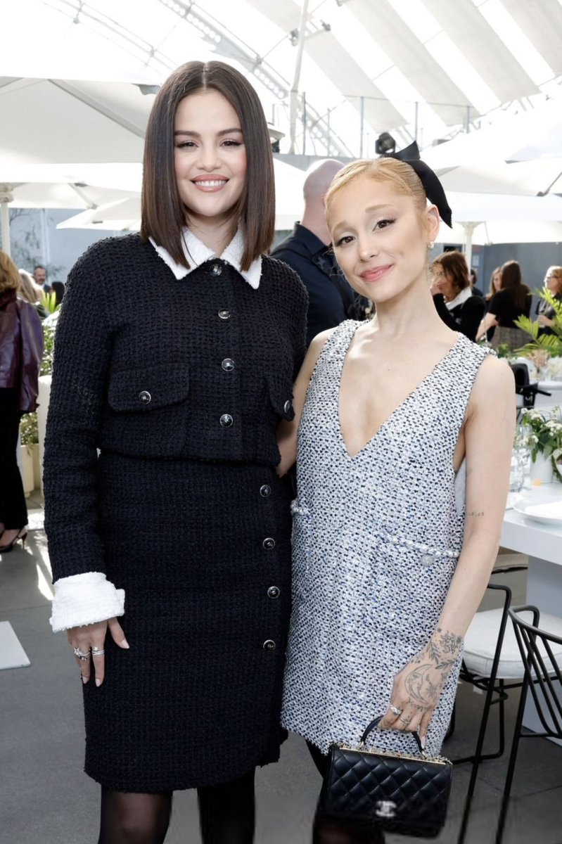 ArianaToday's tweet photo. ariana grande &amp; selena gomez at the academy women’s luncheon https://t.co/kBAoG55Hlb
