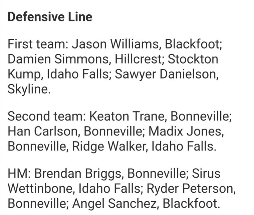 1st team all conference for Defensive End