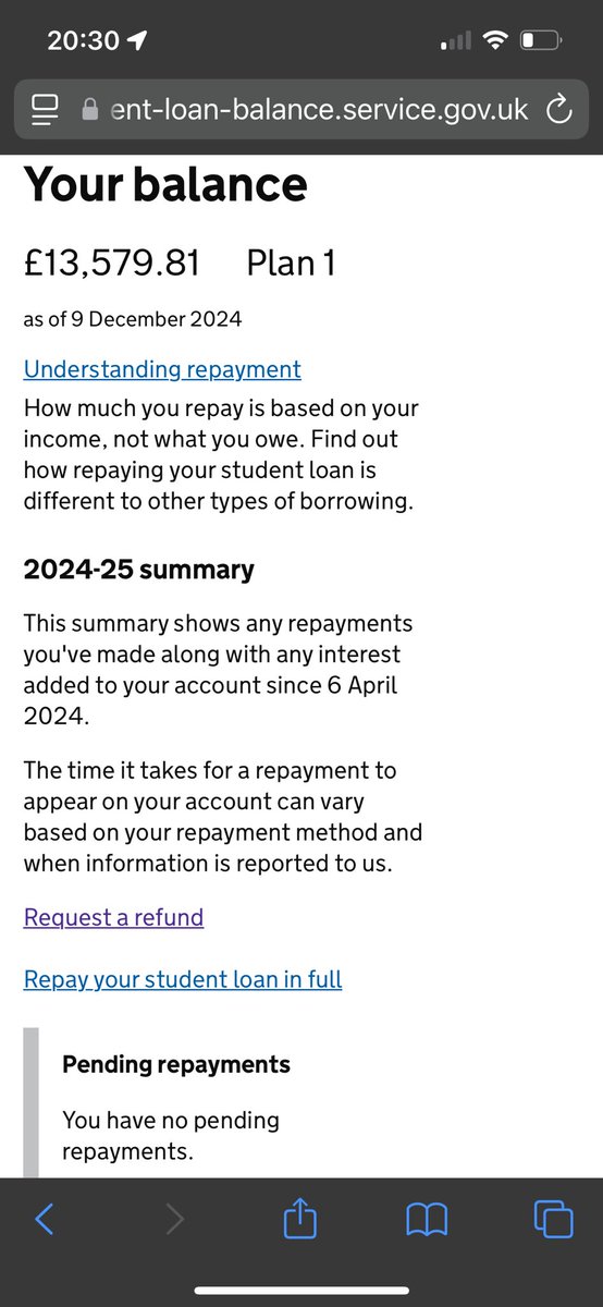 JillD86's tweet photo. PSA: If you have a UK student loan you’ve probably overpaid and can claim a refund, I got £380, so that was nice.  

The attached photo shows that my loan is now higher than it was 15 years ago when I left university #success https://t.co/NhKU5u09qM