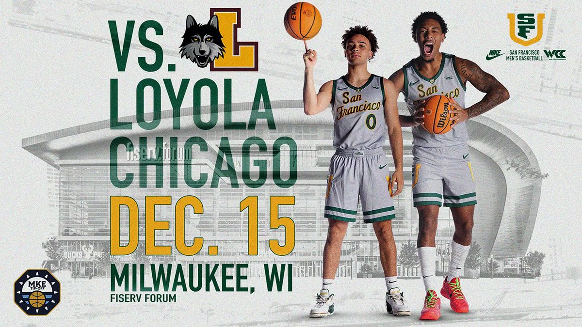 University of San Francisco (@usfca) on Twitter photo Join us for an unforgettable experience <a href="/FiservForum/">Fiserv Forum</a>! On December 15, the <a href="/USFDonsMBB/">San Francisco Men's Basketball</a> team visits Milwaukee, Wisconsin to take on Loyola Chicago. Enjoy an afternoon with food, drinks, and electric energy as we show our team spirit.
🏀 RSVP: bit.ly/4iqXlf2 Join us for an unforgettable experience <a href="/FiservForum/">Fiserv Forum</a>! On December 15, the <a href="/USFDonsMBB/">San Francisco Men's Basketball</a> team visits Milwaukee, Wisconsin to take on Loyola Chicago. Enjoy an afternoon with food, drinks, and electric energy as we show our team spirit.
🏀 RSVP: bit.ly/4iqXlf2