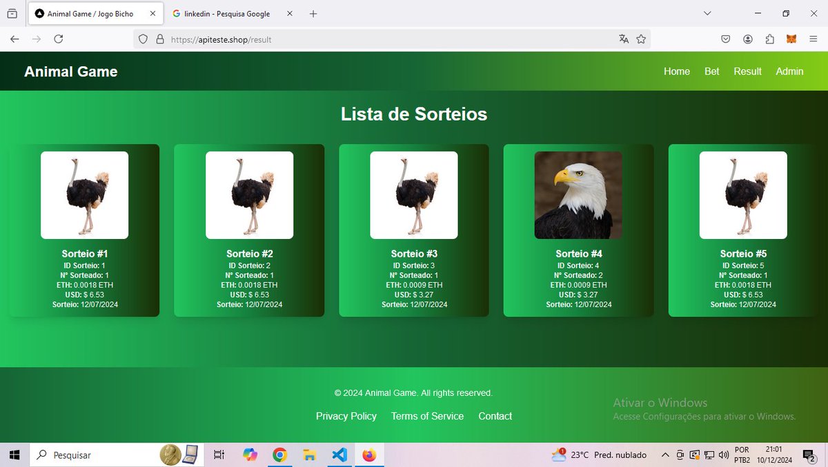 #web3  #blockchain
Meu DApp Web3 foi desenvolvido na Base Testnet e oferece uma experiência inovadora de jogo de apostas, combinando blockchain com diversão e recompensas
apiteste.shop