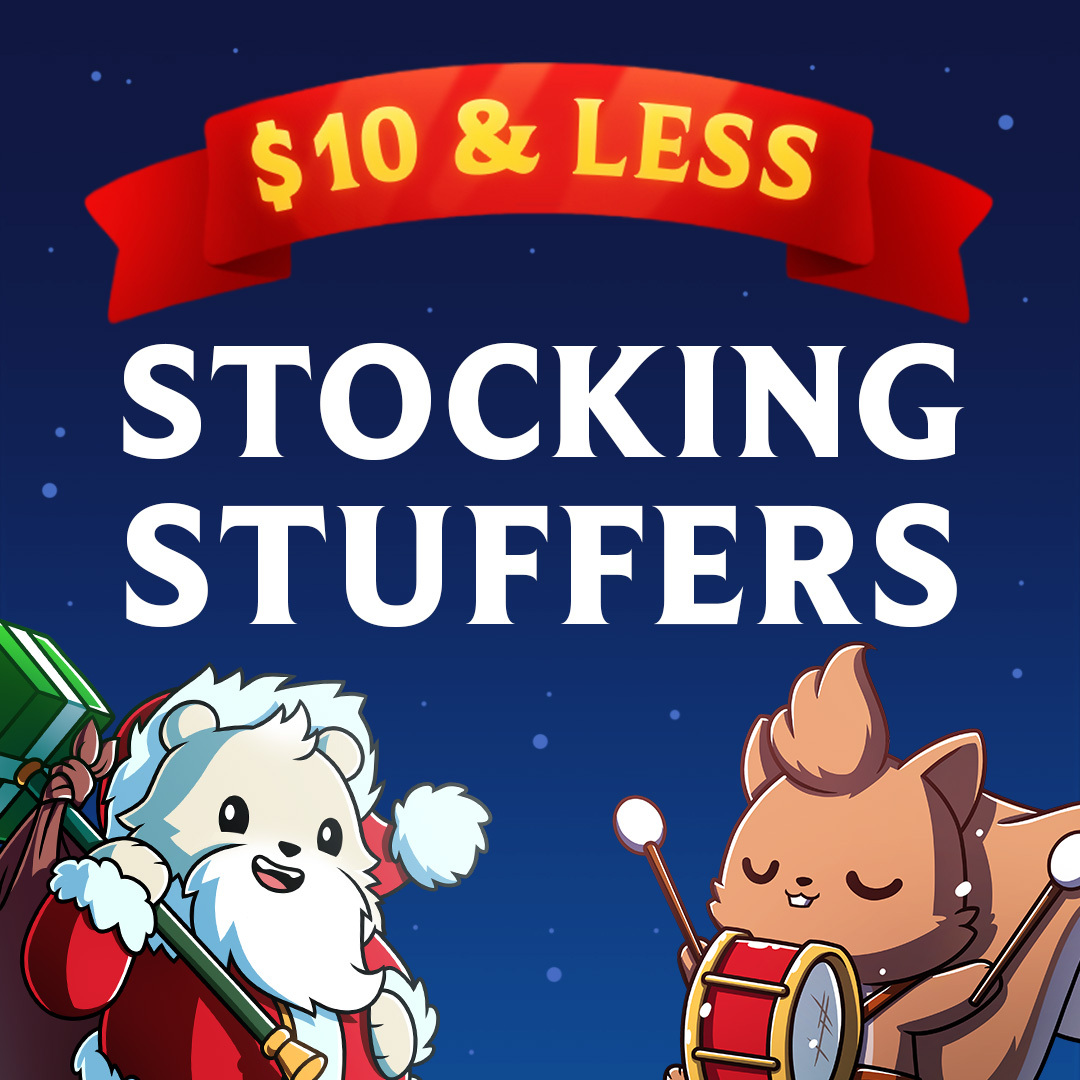 UnstableGamesHQ's tweet photo. Find the perfect gifts for the Unstable Gamer in your life 🎲🎁 30+ stocking stuffers $10 and less are available now! 
____________________
#UnstableGames #holidays #christmas #stockingstuffers #giftideas #boardgames #bgg #boardgamegeek https://t.co/02WtklwKIK