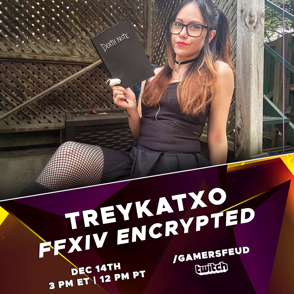 TreyKatxo's tweet photo. Guess who's gonna be on @GamersFeud for the FFXIV trivia on Saturday! Make sure to tune in to the Gamers Feud channel :3 cheer on my team cause they're the best ;) https://t.co/VmDntDzmHg