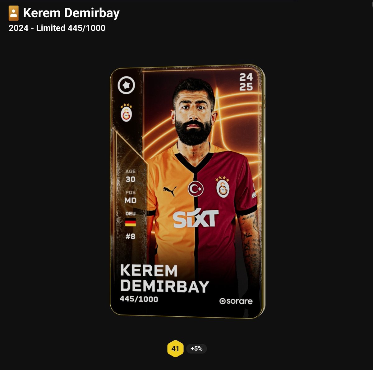 JoffreyOnSorare's tweet image. #GiveAway pour cette carte @Sorare.
Le craaaack #KeremDemirbay du @GalatasaraySK !

Pour jouer comme d'hab :  
_ #Repost🔁
_ #Like ❤️
_ #Follow 🥳 

TAS 12/12 22h
Good Luck🍀