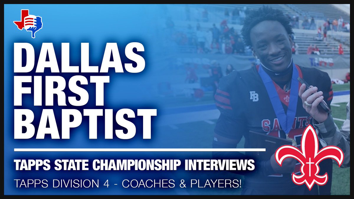 Texas Private School Media (@txpsmedia) on Twitter photo 🚨TAPPS STATE CHAMPIONSHIP FULL INTERVIEWS 🚨
Watch Wes and Bradley interview Coach Lovvorn, Mark Rayson, Quincy Rheams, and Bradlee Mays after they won the TAPPS Division IV State Championship.
WATCH: youtu.be/C8cGzdmrq1c
<a href="/Mar_rayson/">Mark (The Finisher/ Freight Train) Rayson III</a> | <a href="/FBA_Sports/">First Baptist Athletics</a> | #txhsfb 🚨TAPPS STATE CHAMPIONSHIP FULL INTERVIEWS 🚨
Watch Wes and Bradley interview Coach Lovvorn, Mark Rayson, Quincy Rheams, and Bradlee Mays after they won the TAPPS Division IV State Championship.
WATCH: youtu.be/C8cGzdmrq1c
<a href="/Mar_rayson/">Mark (The Finisher/ Freight Train) Rayson III</a> | <a href="/FBA_Sports/">First Baptist Athletics</a> | #txhsfb