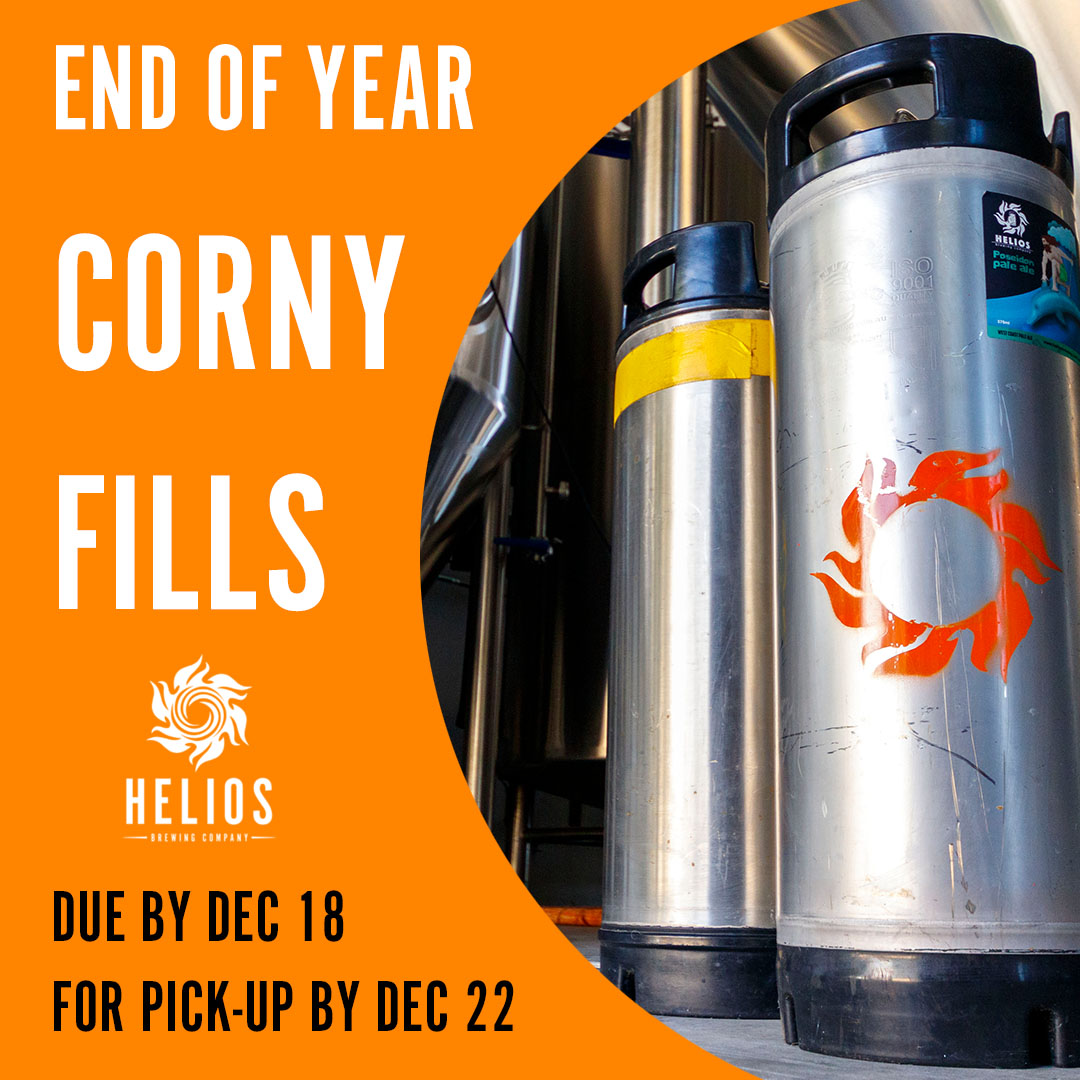 Helios Brewing Co (@heliosbrewing) on Twitter photo Get your corny keg filled in time for Christmas! 🍻 To ensure pick up before then, make sure you bring in your clean and purged kegs by Wednesday DEC 18, to guarantee you'll have them ready for collection by DEC 22nd.
Email venue@heliosbrewing.com.au for info/prices. Get your corny keg filled in time for Christmas! 🍻 To ensure pick up before then, make sure you bring in your clean and purged kegs by Wednesday DEC 18, to guarantee you'll have them ready for collection by DEC 22nd.
Email venue@heliosbrewing.com.au for info/prices.