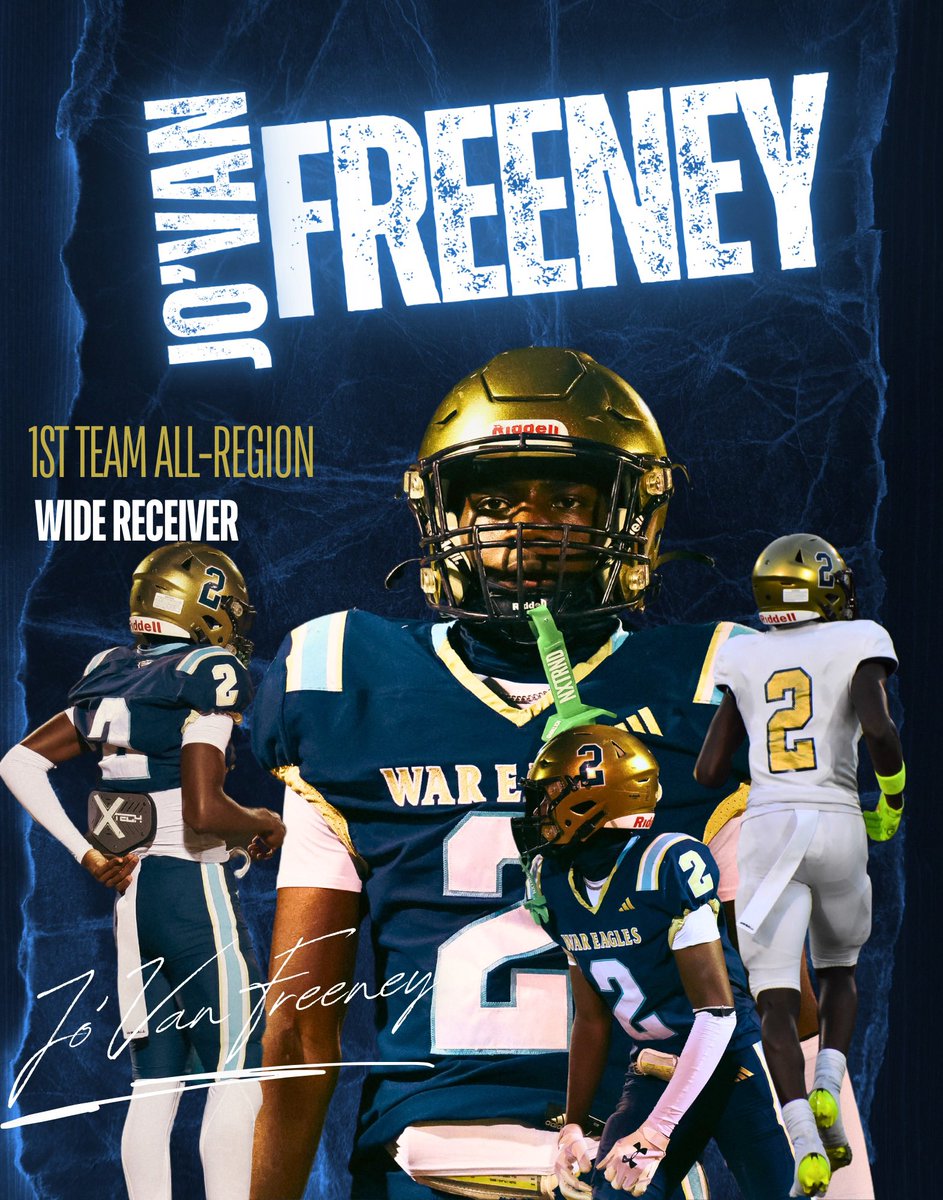 THE PLAYMAKER <a href="/JoVanFreeney_26/">Jo'Van “J2” Freeney</a> was one of the most underrated pass catchers in GA this year. Congrats on 1st team all-region. 🦅🏉💙
