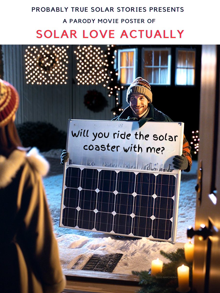 SolarFred's tweet photo. Solar's still invisible in film and TV today. But what if popular Xmas movies were rewritten with a solar theme? Perhaps Love Actually's poster would look something like this. #SolarIsLife
Listen to three seasons of original solar-themed stories at https://t.co/PMO4QAqX94 https://t.co/81D9X6DcM0