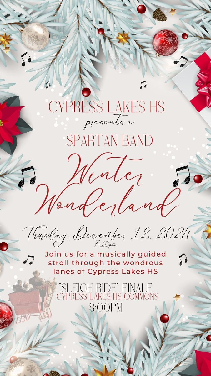 Join us on Thursday December 12th at 7:15PM for a wonderful stroll around our Winter Wonderland! See you there!

<a href="/TheatreCyLakes/">Cy Lakes Theatre</a> <a href="/cylakeschoir/">CyLakes Choir</a> <a href="/CyLakes_FB/">Cypress Lakes FB</a> <a href="/CyLakesVball/">CyLakesVolleyball</a> <a href="/CyLakesLibrary/">Librarian</a> <a href="/CyLakesCheer/">CLHS Spartan Cheer</a> <a href="/CyLakesGSoccer/">Cy Lakes G. Soccer</a> <a href="/cylakeshoops/">CyLakesBasketball</a> <a href="/CyLakesBaseball/">Lakes Baseball</a>