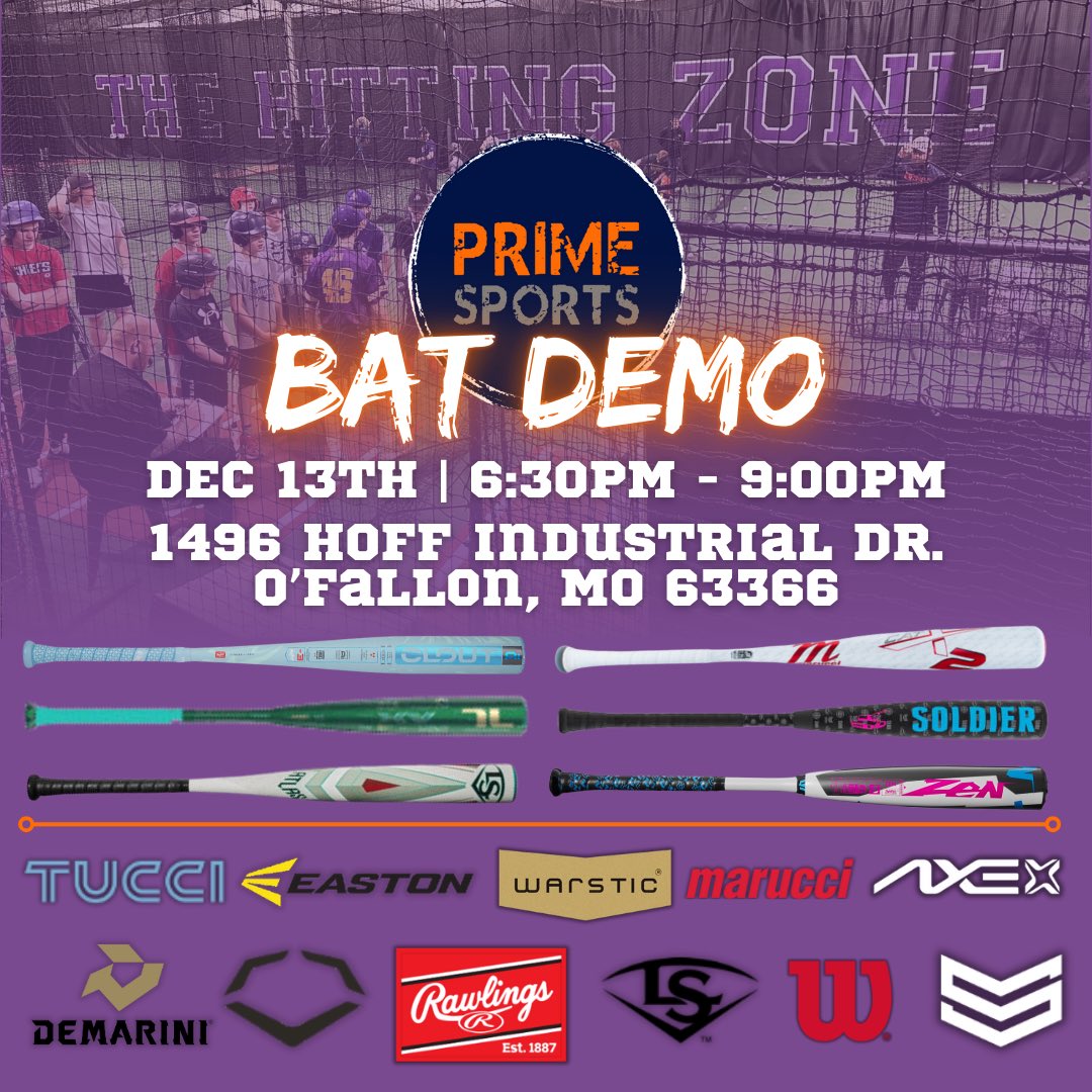 prime_mw's tweet image. 🚨BAT DEMO DAY AT THE HITTING ZONE🚨
Step into the cage and demo the hottest new bats with us on Friday Dec. 13th at The Hitting Zone!
#Batdemo #PrimeSports #thehittingzone