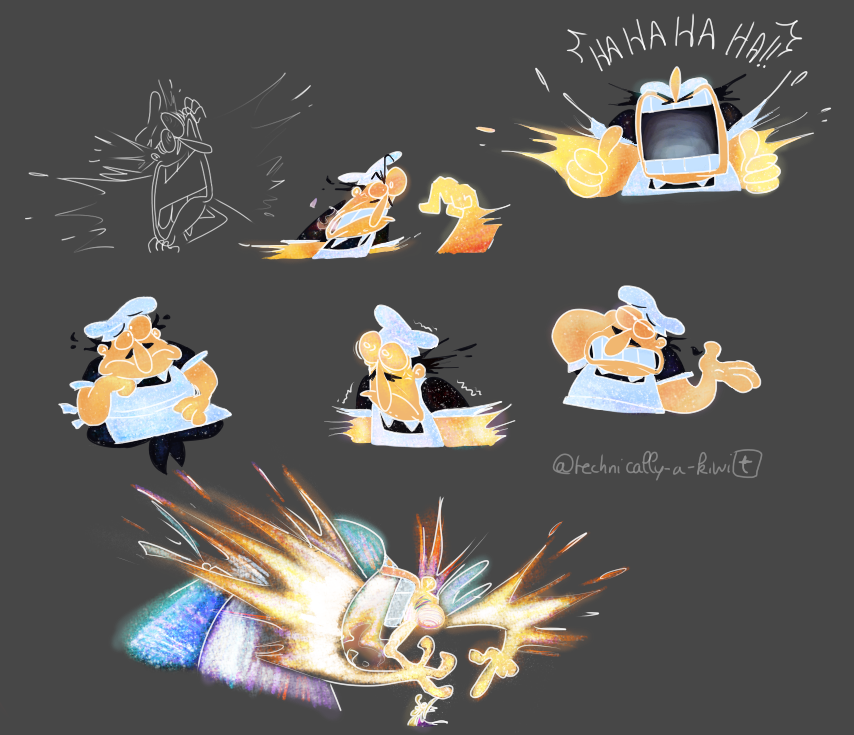 KiwiTechnically's tweet photo. Huh won seltit tluafed ym eb annog si drawkcab secnetnes gnittirw ?

Anyways, here's some doodles I tried a different coloring method on
#pizzatower #pizzatowerau https://t.co/sc4gNpBfeg