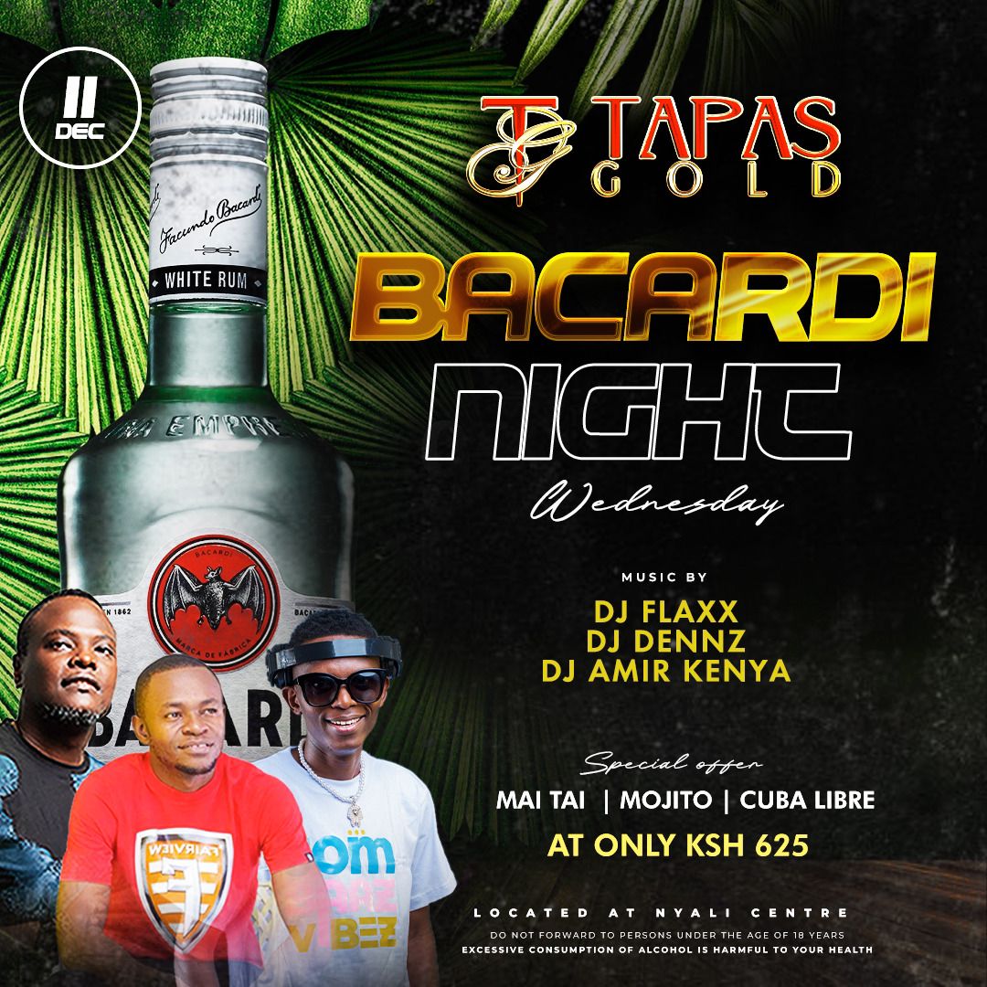 tapas_gold's tweet photo. LADIES NIGHT.

Courtesy of Bacardi.

💃 Ladies, join us tonight at the coolest, coldest bar in Mombasa &amp; Indulge in delightful cocktails🍹✨ 

- Sip on our Luxury Mai Tai, Cuba libre or refresh yourself with a Mojito for just 625 KES! 

Reservation: 0739888888 https://t.co/YwikKxSqJV