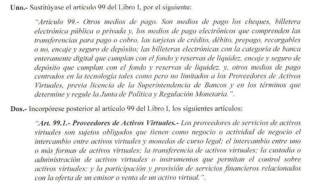 paulinaaraujog's tweet photo. Y esto es lo que se incorpora al Código Monetario y Financiero por la llamada #LeyAntipillos respecto a los llamados #ActivosVirtuales https://t.co/rRABqNNJfI