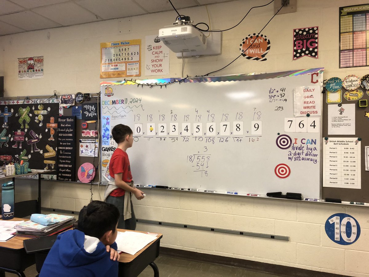 We adjusted the instruction today to meet the needs of our math students. 10 kids solved the basic facts, and then we discussed how to find the quotient using this information. We repeated this process for a few problems and lightbulbs started to go on! Visuals help!