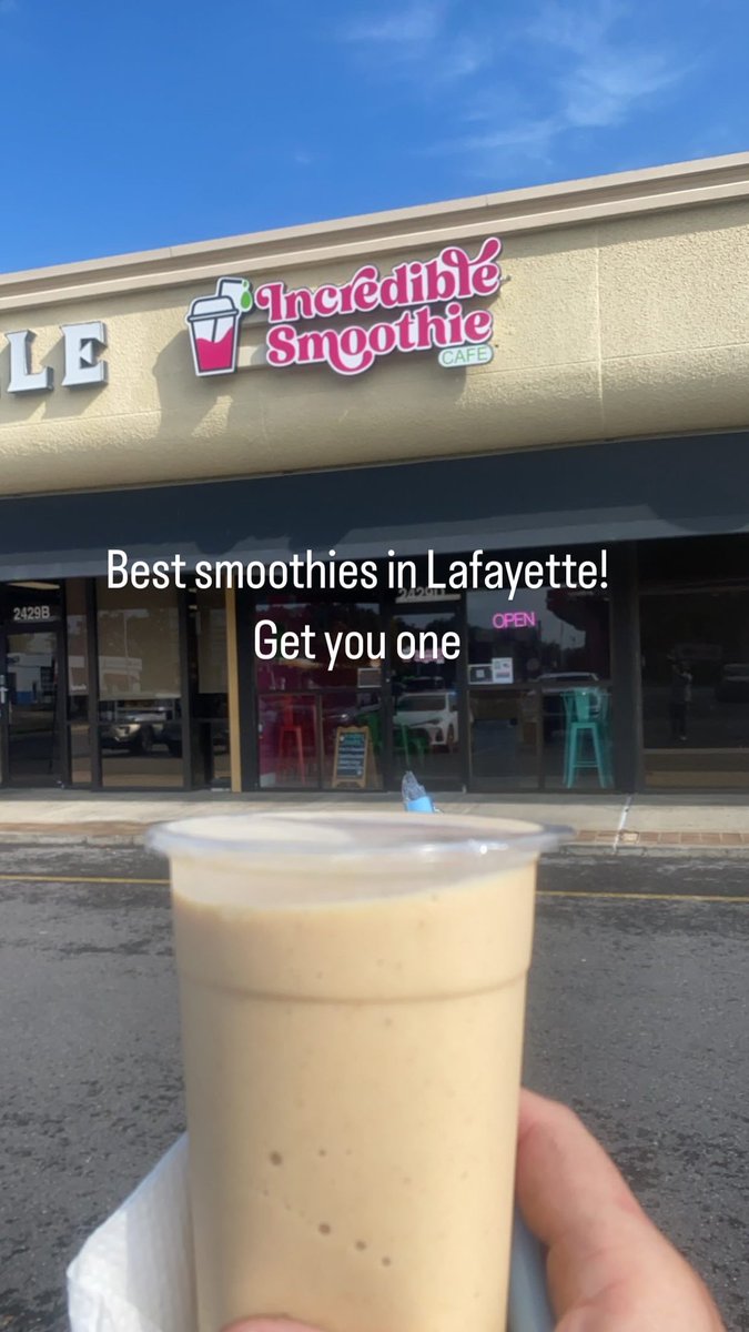 SLCypress's tweet photo. Get you a smoothie at Incredible Smoothie next time you’re in Lafayette! https://t.co/8DXJJPsnY3