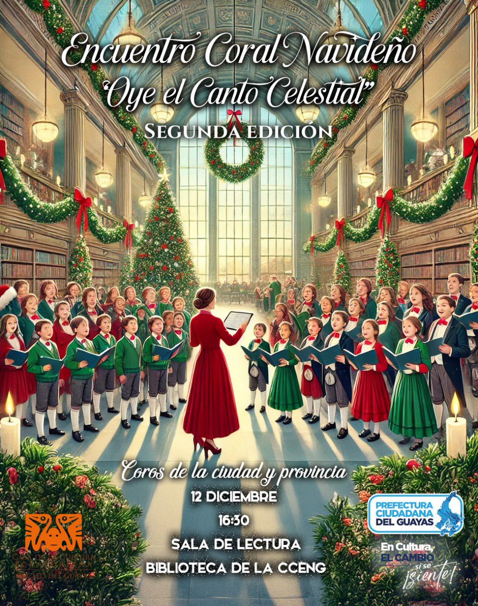 martharizzog's tweet photo. SI te gustan los villancicos no te los puedes perder 
Ven y siente el esplendor de la Navidad coreado por niños/as 
Entrada libre 
#CCENG #PrefecturaDelGuayas
#masqueunanuevacasaunanuevacultura
#cultura #arte #coros #villancicos #navidad #arteelencos #proyectosculturales https://t.co/UboTj1NFwm