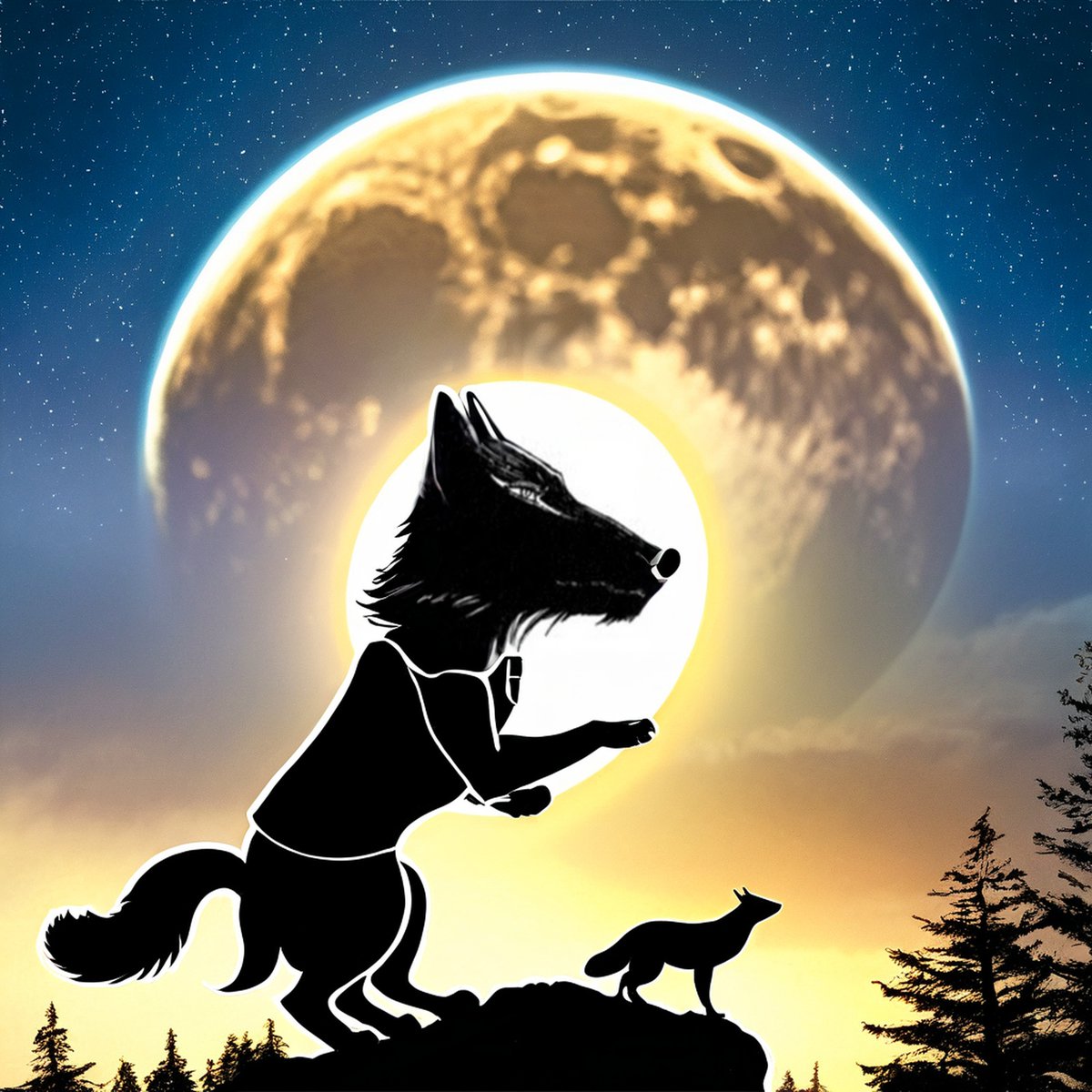 ИИшенка дорисовала моего волчару, смеюс.