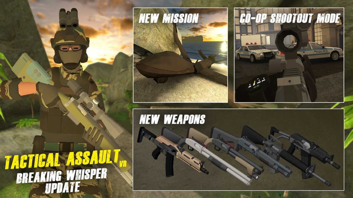 BREAKING TAVR NEWS! New Map. New Co-Op Mini Game. Primary Shotguns. More Classic Rifles. Tactical Assault VR. December 19th. FREE!

“Breaking Whisper” is launching on Thursday, December 19th, and is by far our most action-packed, fast-paced mission and mode expansion yet!