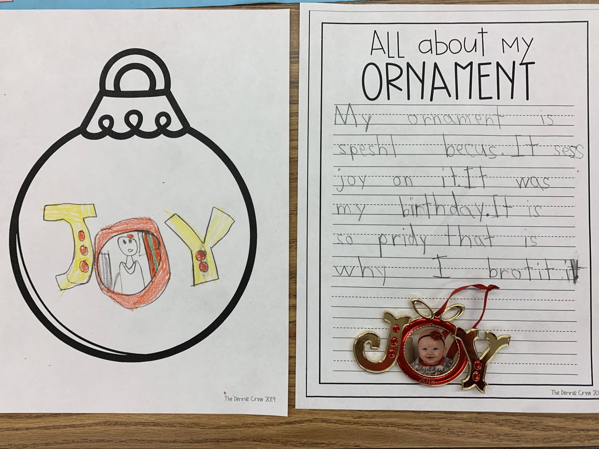 Starcevic1stKES's tweet photo. On the 9th day until Christmas break we had Ornament Day!  We got to bring in a special ornament to share and write about.  We also started our parent ornament gifts! 🌲 @KPSD2KES @KPSD2KPS https://t.co/uIhJSJb9ng