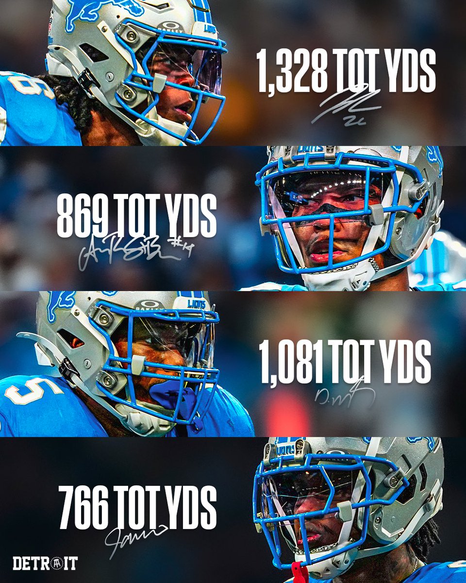 BSMotorCity's tweet photo. The Lions are getting dangerously close to having four 1,000-yard weapons on offense https://t.co/mwqrDSBvuU