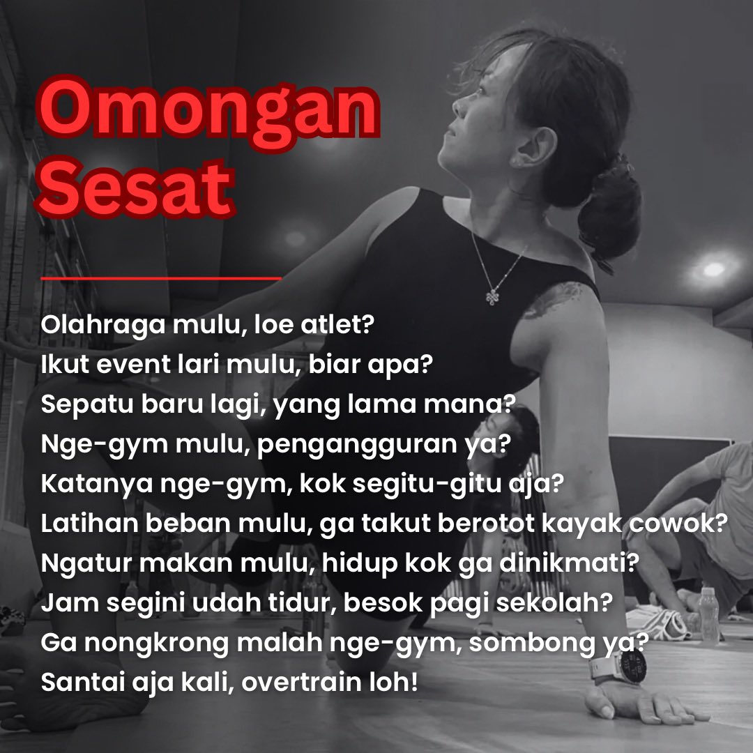 DarlingJJS's tweet photo. Sebagian mereka mencap kita FOMO karena kita mulai rutin olahraga.. 
sebagian lagi malah melihat kita manusia aneh.. gpp.. let’s just mencintai diri kita sendiri.. biarkan mereka mencibir sampai akhirnya mereka-pun menjadi aneh seperti kita.. https://t.co/s6KLh9rqPT
