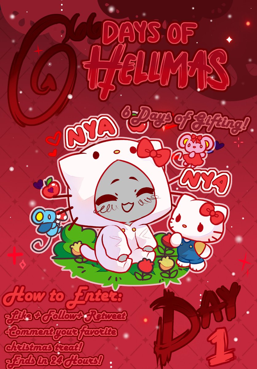 Oniimely's tweet photo. ⋆ ₊꙳❅‧͙ 6 DAYS OF HELLMAS‧͙❆ ͙͛ ˚₊⋆ 

Each day for the next 6 days I’ll be giving away 1 ych as a ty all the support this year!

DAY 1: HELLO K❣️TTY YCH

❄ Follow, Like + RT to enter
❄ Ends in 24 hour
❄️ Comment your favorite Christmas Treat! ☃️ https://t.co/pWzkBJ4wg3