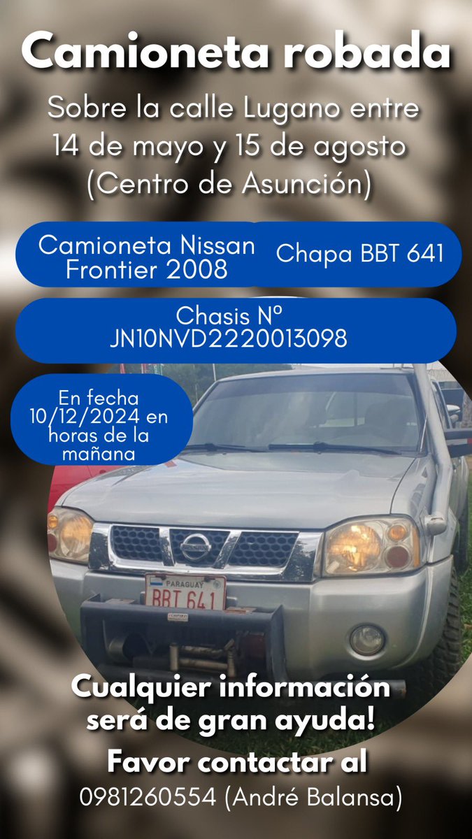 tororomina's tweet photo. Ayúdenos a encontrar la camioneta de nuestro compañero 🙏🏻 Se ruega difusión! https://t.co/iSS4lJLmal