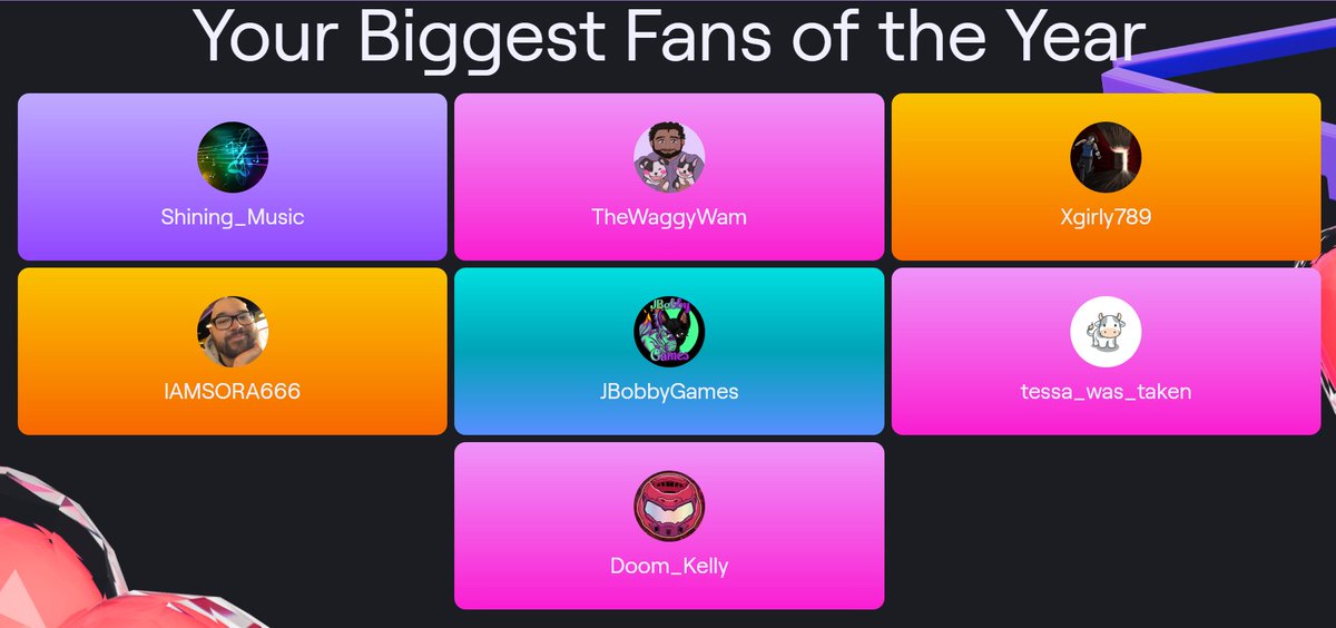 Thank you all for an amazing 2024 streaming year! Here is to many more to come <3 with the top fans of the year going to <a href="/ShiningMusic_/">Shining_Music</a> @thewaggywam @xgirly789 <a href="/DoomKelly1/">DoomKelly</a> <a href="/Jbobbygames/">Jbobby</a> and <a href="/Tessa_WasTaken/">Tessa_Was_Taken</a> thank you all again for the awesome year!