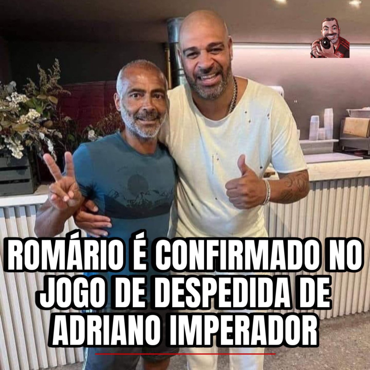 PapaRubroNegro's tweet photo. Além de Ronaldo Fenômeno e Zico, outro grande fenômeno do futebol mundial foi confirmado para o jogo de despedida de Adriano Imperador. Trata-se do baixinho Romário.

Adriano, inclusive, comentou sobre a ansiedade para a sua partida de despedida.

“Esse jogo parece um sonho pra mim. Além de reencontrar meus companheiros de campo, e não serão poucos, ainda receberei ídolos da minha infância, referências da minha vida, como o Romário, mais um nome confirmado. Estou até ficando nervoso e ansioso (risos), mas muito feliz por tanto carinho. Espero o Maraca cheio e que as pessoas possam se divertir”, disse Adriano.

"A Última Batalha do Imperador" ocorrerá no próximo domingo (15), no Maracanã. Os ingressos seguem à venda no site oficial do evento.

Por @gabrielorphao 
📸 Reprodução | Redes sociais
