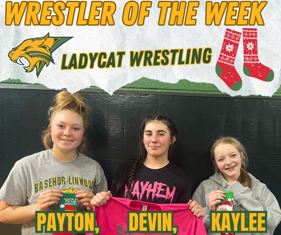 Wrestler of the Week #3!

Payton shows a lot of courage by scrapping with anyone in the room during live.

Kaylee brings intensity to every practice with offensive HEAT! 🔥

Devin Seward is highly focused and about business in the room with her practice habits.
