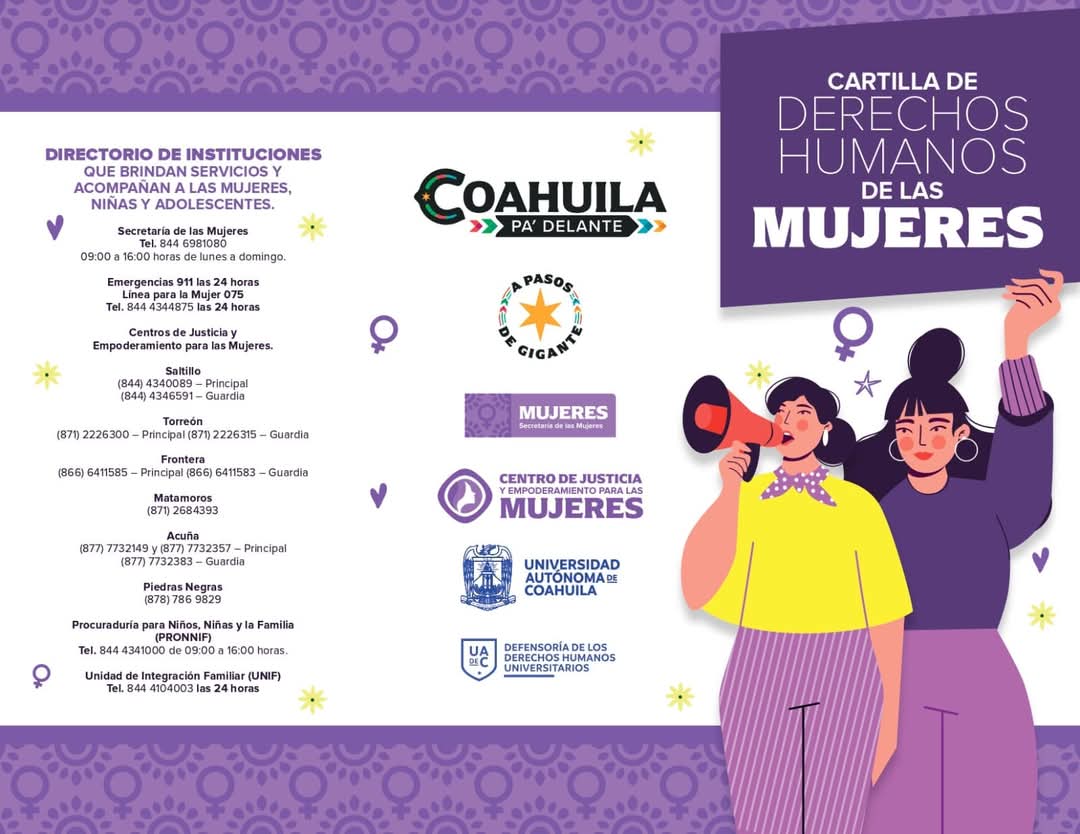 UAdeCDefensoria's tweet photo. En el marco del Día Internacional de los Derechos Humanos, lanzamos en colaboración con la Secretaría de las Mujeres de Coahuila la Cartilla de Derechos Humanos de las Mujeres.

#UAdeC #DefensoríaUAdeC https://t.co/Ak2uClsHzE