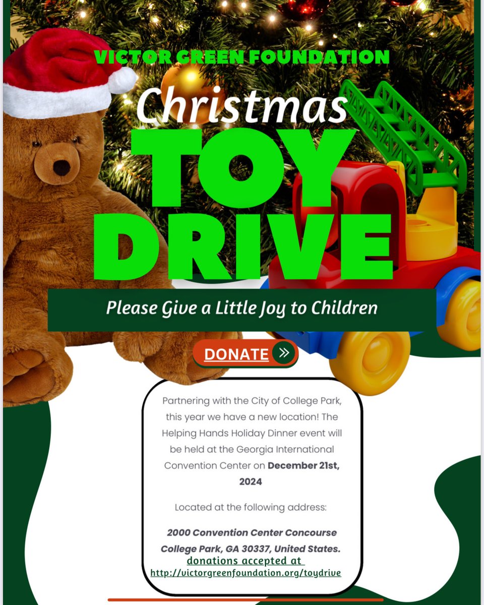 victorgreen2121's tweet image. There’s still time to donate to give kids in need a better Christmas. Please consider donating at victorgreenfoundation.org. Donations for the toy drive ends on the 16th of Dec. The kids will thank you and so will I. If you would like to send toys DM me and I will send the address.
