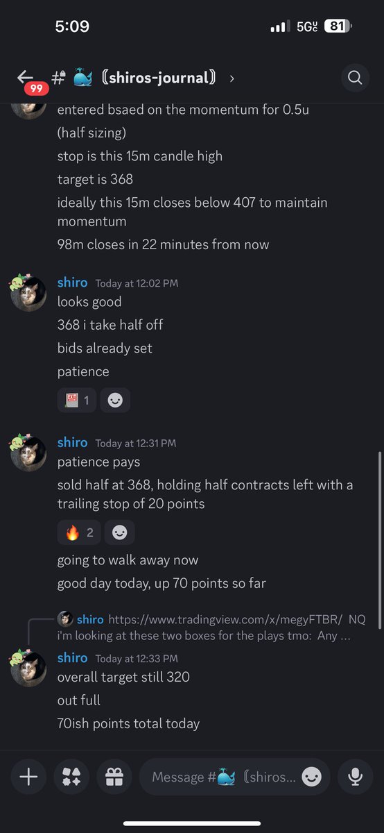 shiroxtaro's tweet image. two trades today netting us a total of 75 points on $NQ

congrats to Raf for passing two evaluation accounts based off the two trades 🔥