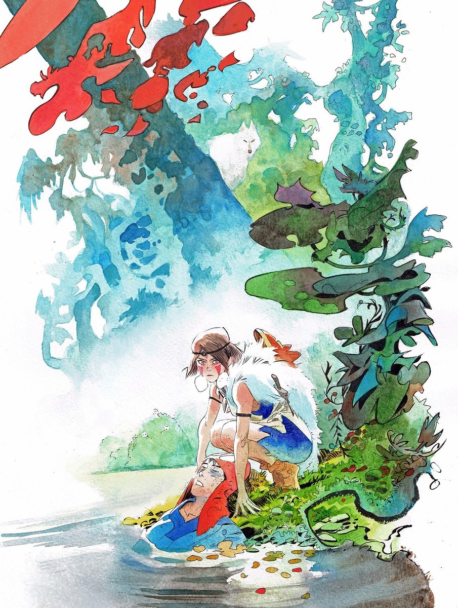 matiasbergara's tweet photo. Princess Mononoke
watercolors and ink 
#ghibli #miyazaki https://t.co/rx118jq3A7