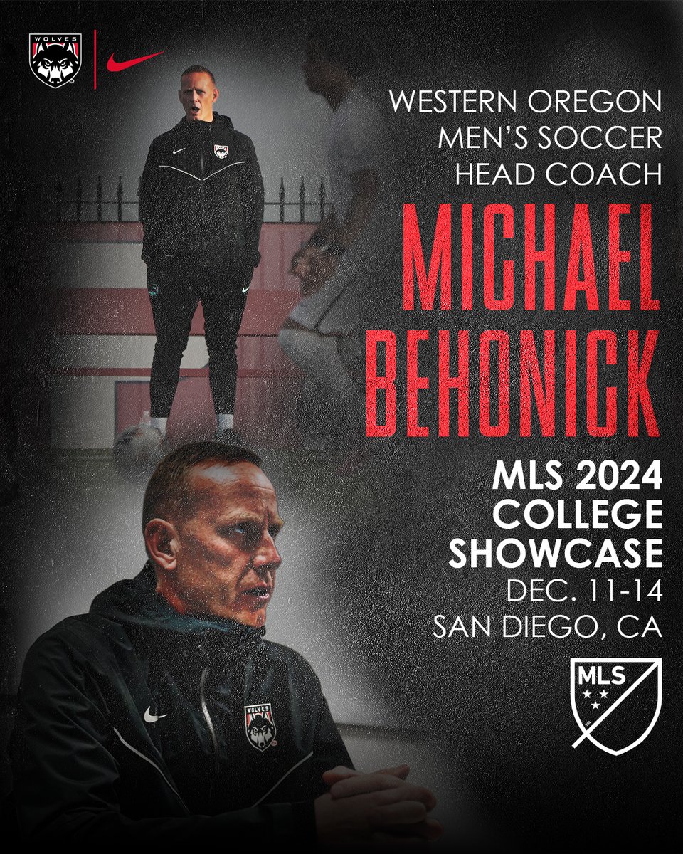 Western Oregon men's soccer head coach and back-to-back GNAC Coach of the Year Michael Behonick will coach at the MLS 2024 College Showcase this Wednesday through Saturday in San Diego. 
RELEASE: wouwolves.com/news/2024/12/1…